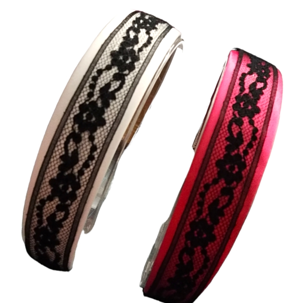 Just-Jen 2pc Red ,White, and Black Headband Set NWT Made For Thick Or Thin Hair
